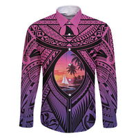 Guam Chamorro Artsy Family Matching Mermaid Dress and Hawaiian Shirt Guahan Sunset Beach LT9 Dad's Shirt - Long Sleeve Sunset - Polynesian Pride