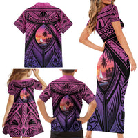 Guam Chamorro Artsy Family Matching Short Sleeve Bodycon Dress and Hawaiian Shirt Guahan Sunset Beach LT9 - Polynesian Pride