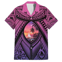 Guam Chamorro Artsy Family Matching Short Sleeve Bodycon Dress and Hawaiian Shirt Guahan Sunset Beach LT9 Dad's Shirt - Short Sleeve Sunset - Polynesian Pride