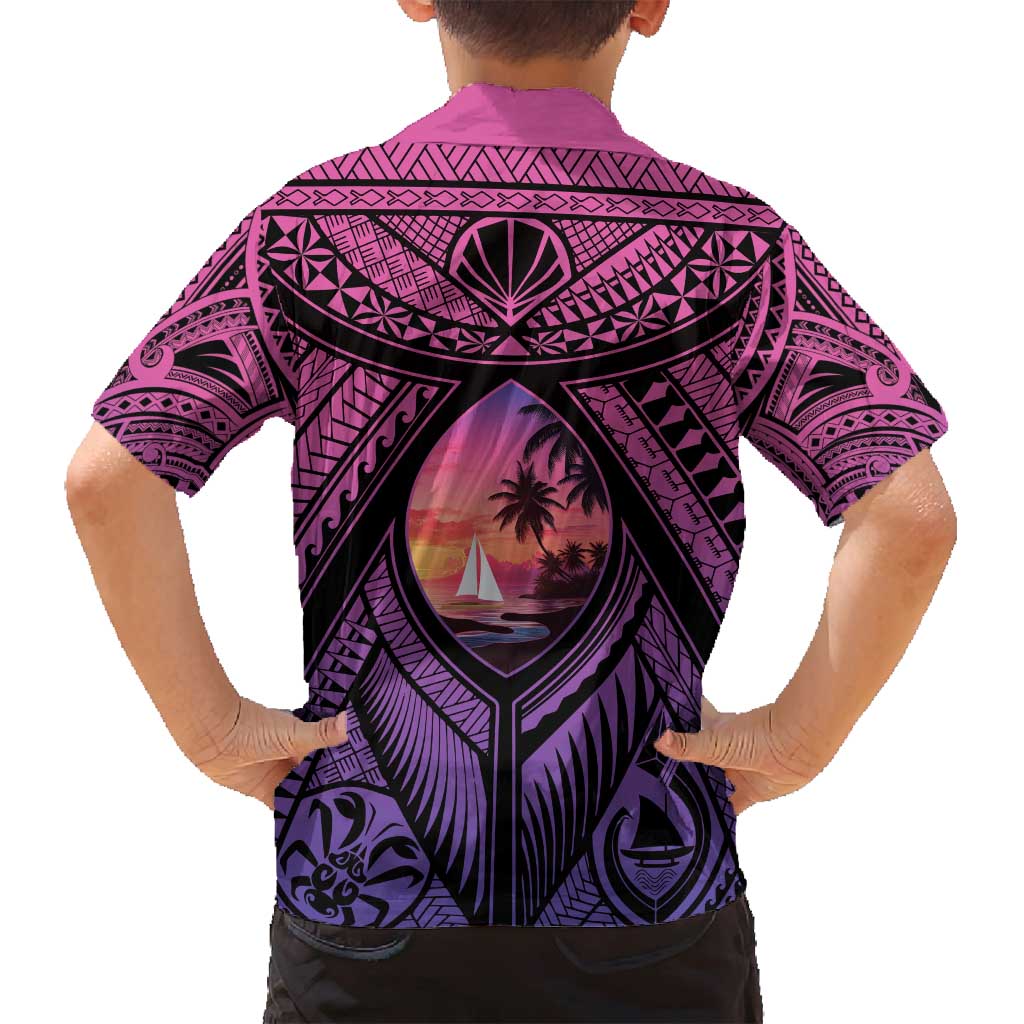 Guam Chamorro Artsy Family Matching Tank Maxi Dress and Hawaiian Shirt Guahan Sunset Beach LT9 - Polynesian Pride