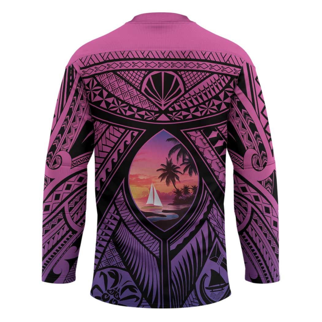 Guam Chamorro Artsy Hockey Jersey Guahan Sunset Beach - Polynesian Pride