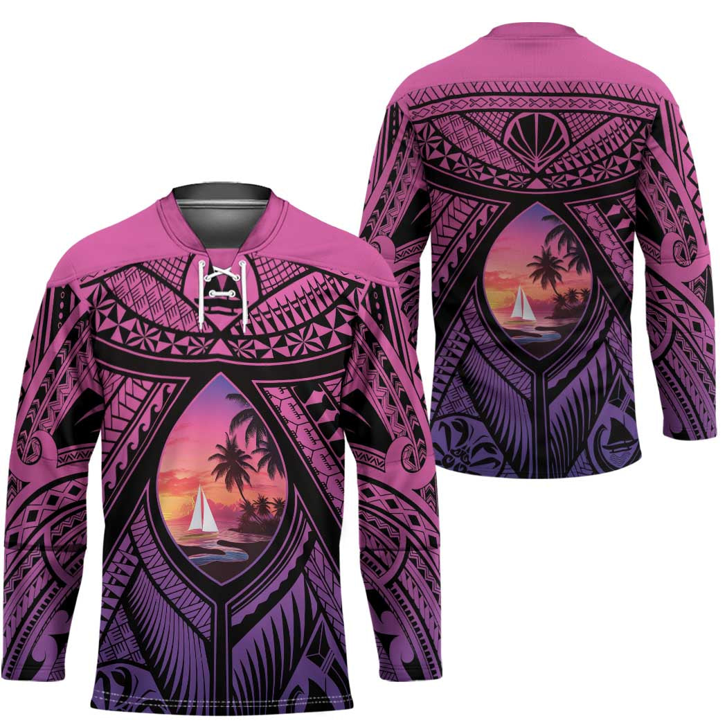 Guam Chamorro Artsy Hockey Jersey Guahan Sunset Beach - Polynesian Pride