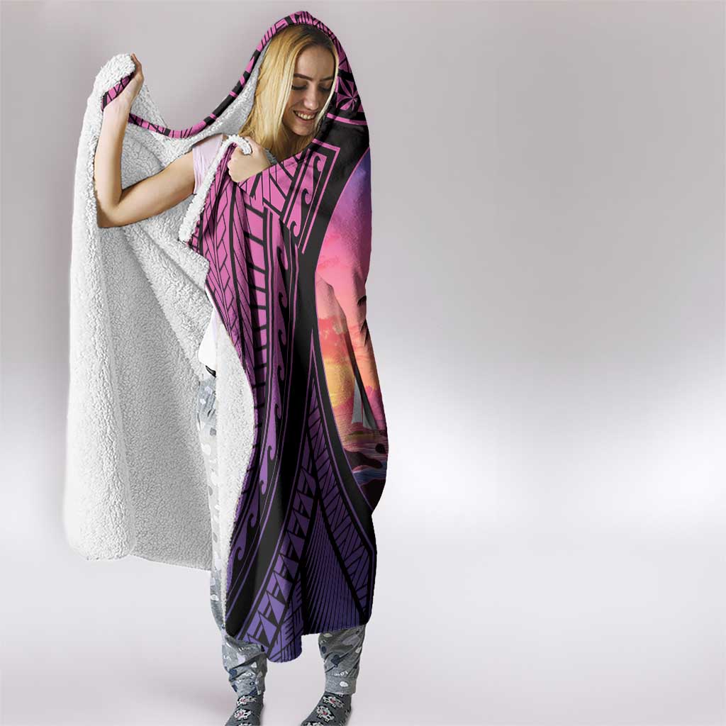 Guam Chamorro Artsy Hooded Blanket Guahan Sunset Beach