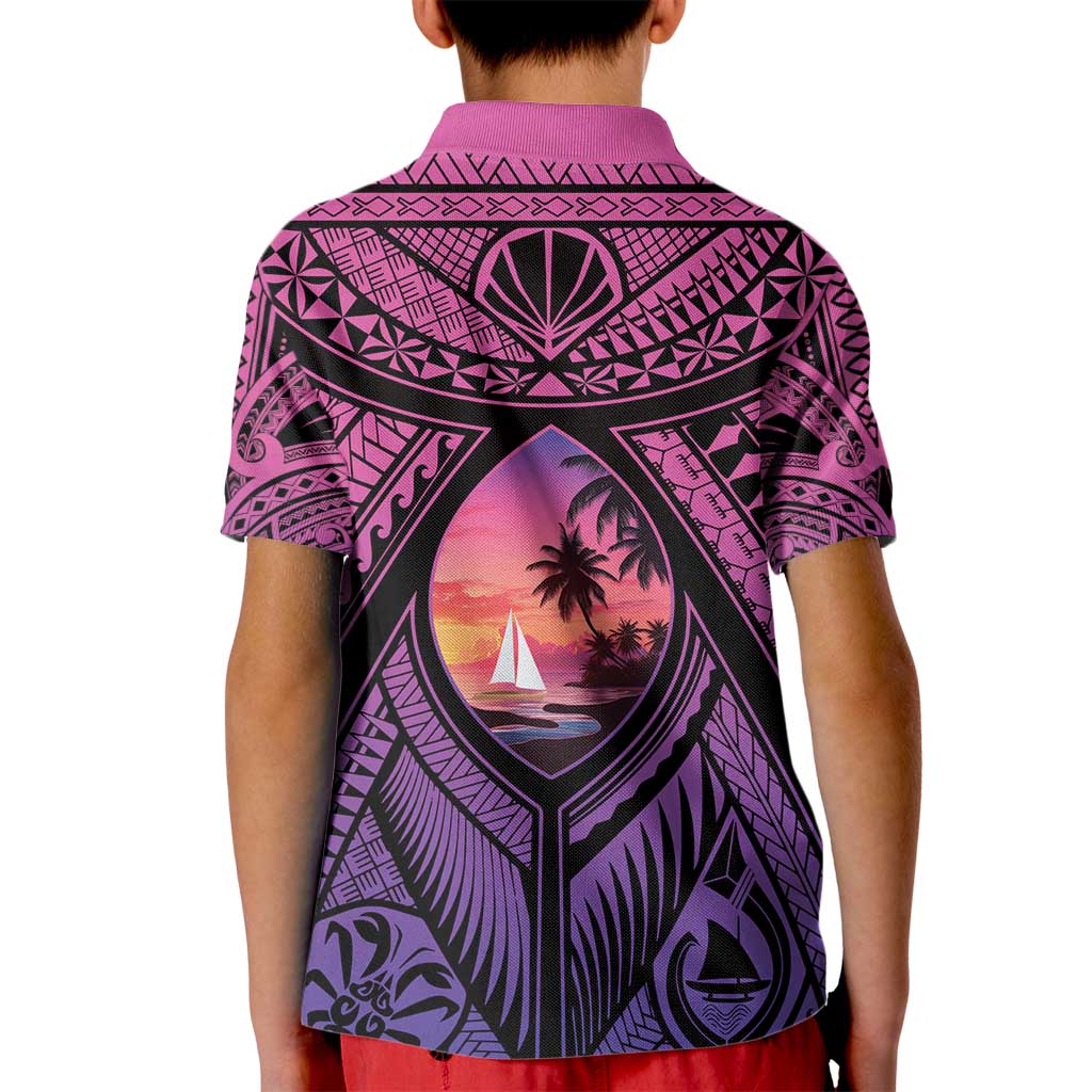Guam Chamorro Artsy Kid Polo Shirt Guahan Sunset Beach