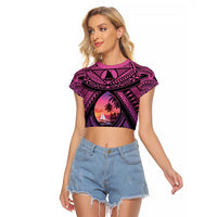 Guam Chamorro Artsy Raglan Cropped T Shirt Guahan Sunset Beach