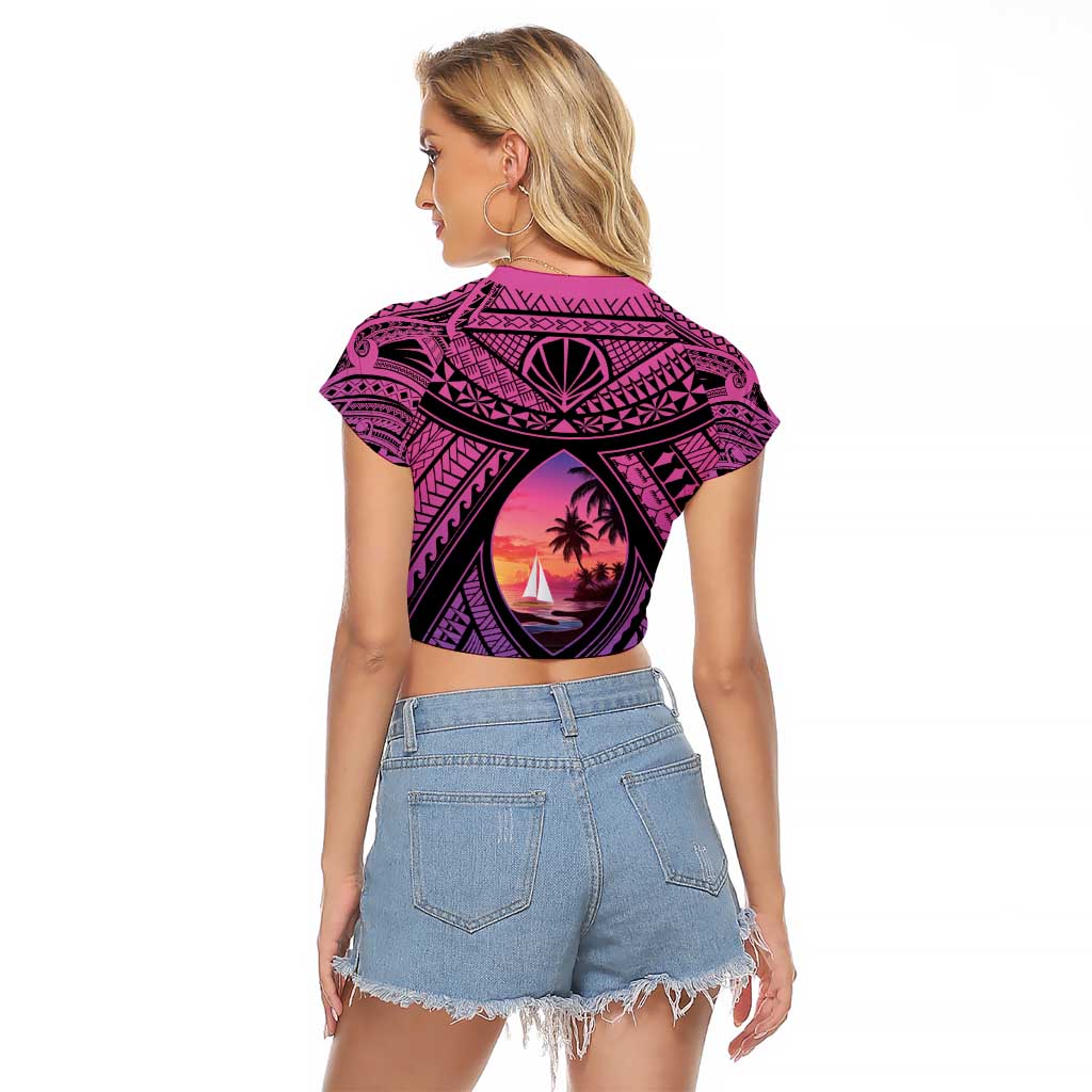 Guam Chamorro Artsy Raglan Cropped T Shirt Guahan Sunset Beach
