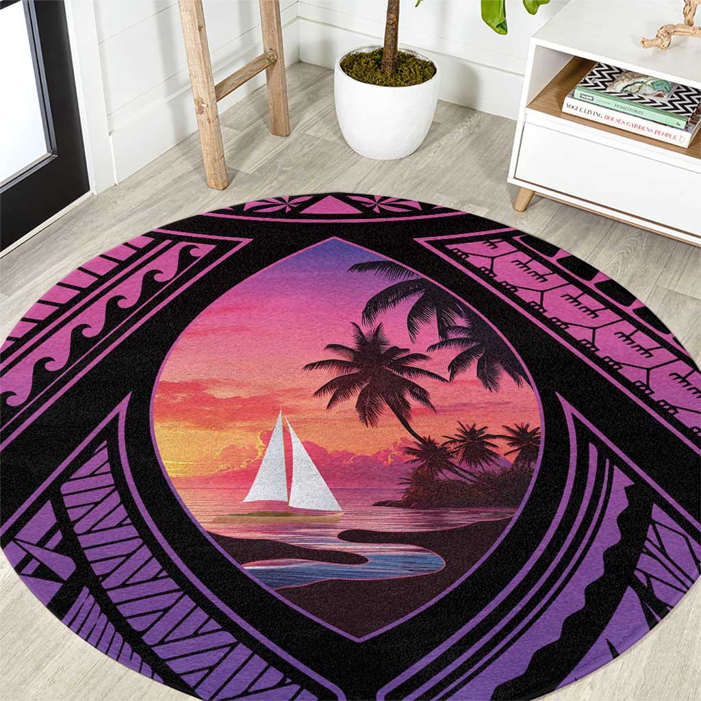 Guam Chamorro Artsy Round Carpet Guahan Sunset Beach