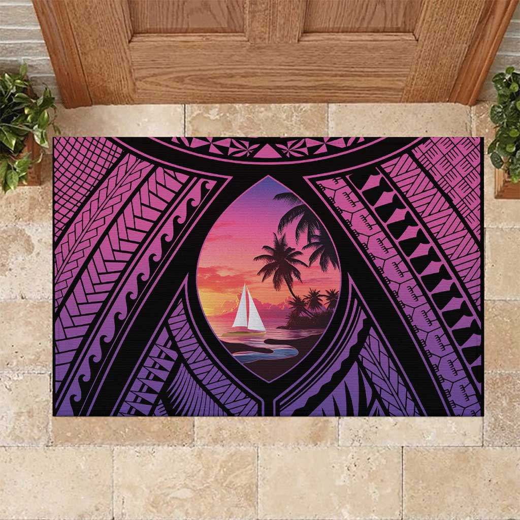 Guam Chamorro Artsy Rubber Doormat Guahan Sunset Beach