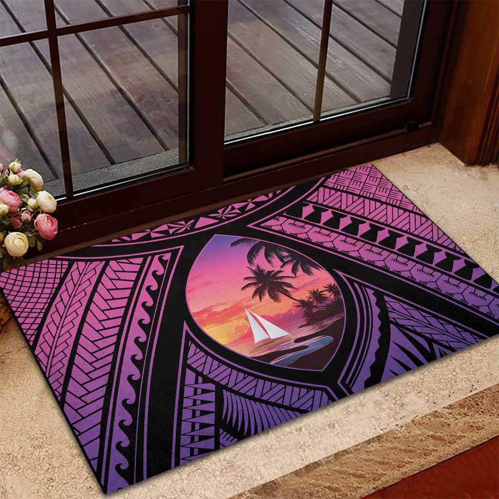 Guam Chamorro Artsy Rubber Doormat Guahan Sunset Beach