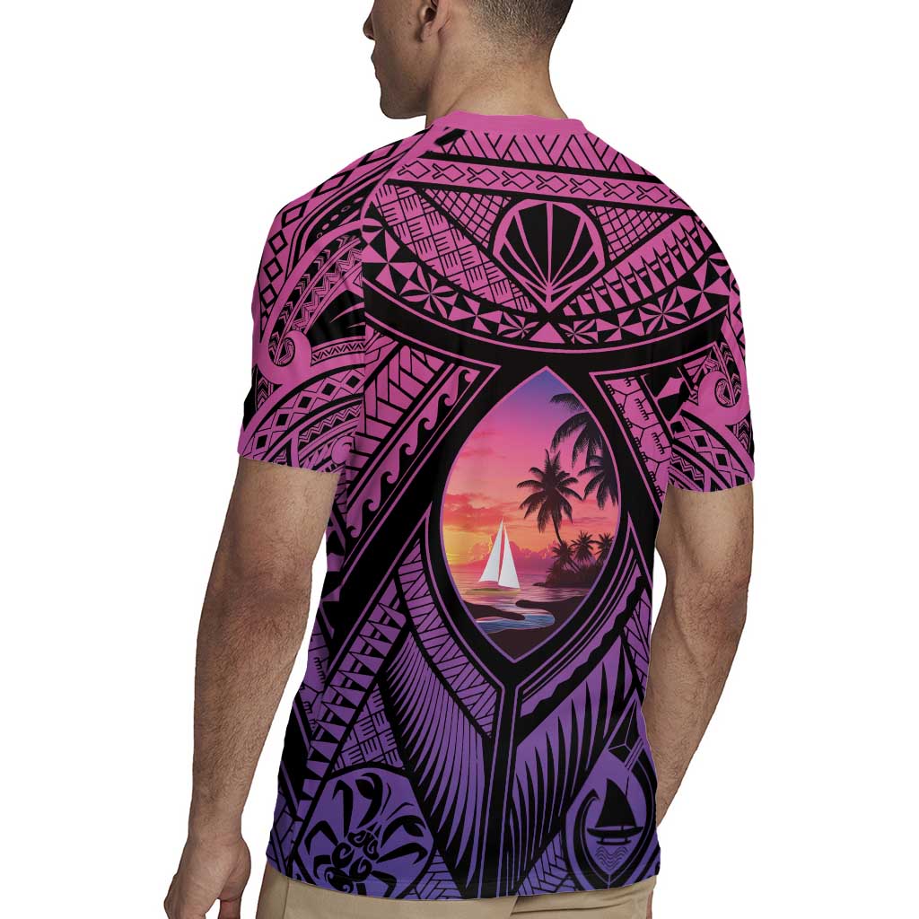 Guam Chamorro Artsy Rugby Jersey Guahan Sunset Beach