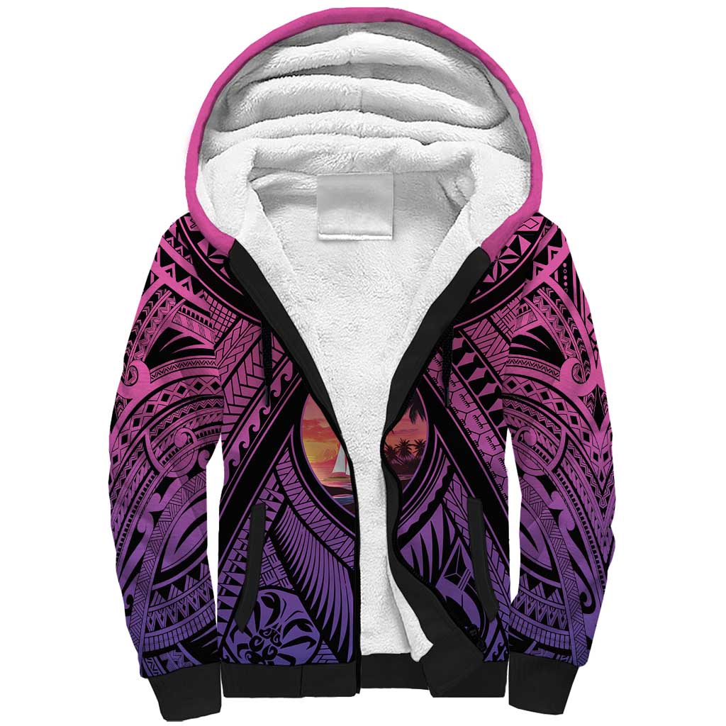 Guam Chamorro Artsy Sherpa Hoodie Guahan Sunset Beach