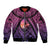 Guam Chamorro Artsy Sleeve Zip Bomber Jacket Guahan Sunset Beach