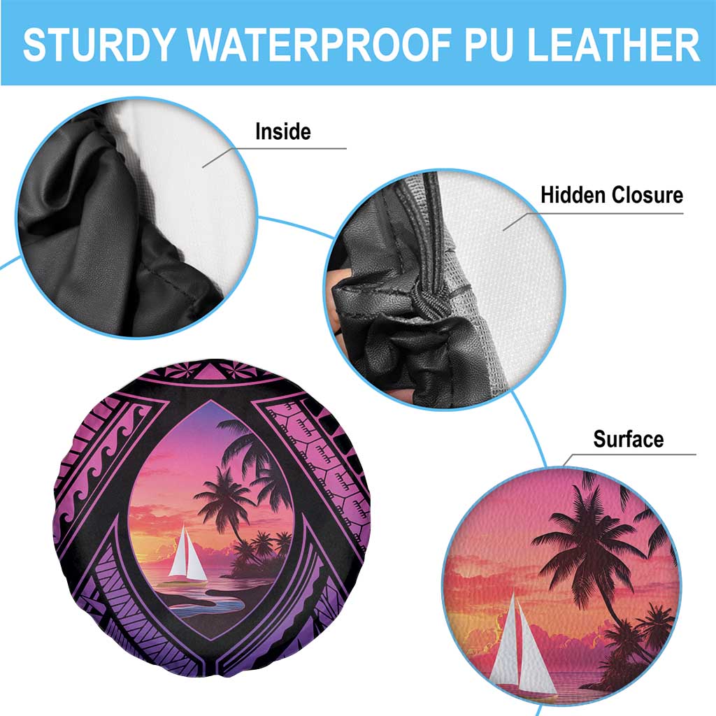Guam Chamorro Artsy Spare Tire Cover Guahan Sunset Beach