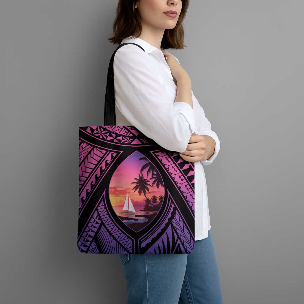 Guam Chamorro Artsy Tote Bag Guahan Sunset Beach - Polynesian Pride