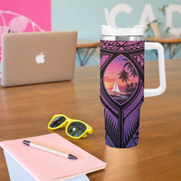 Guam Chamorro Artsy Tumbler With Handle Guahan Sunset Beach