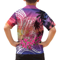 Guam Latte Stone with Map Family Matching Tank Maxi Dress and Hawaiian Shirt Bougainvillea Beach Sunset LT9 - Polynesian Pride