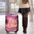 Guam Latte Stone with Map Luggage Cover Bougainvillea Beach Sunset
