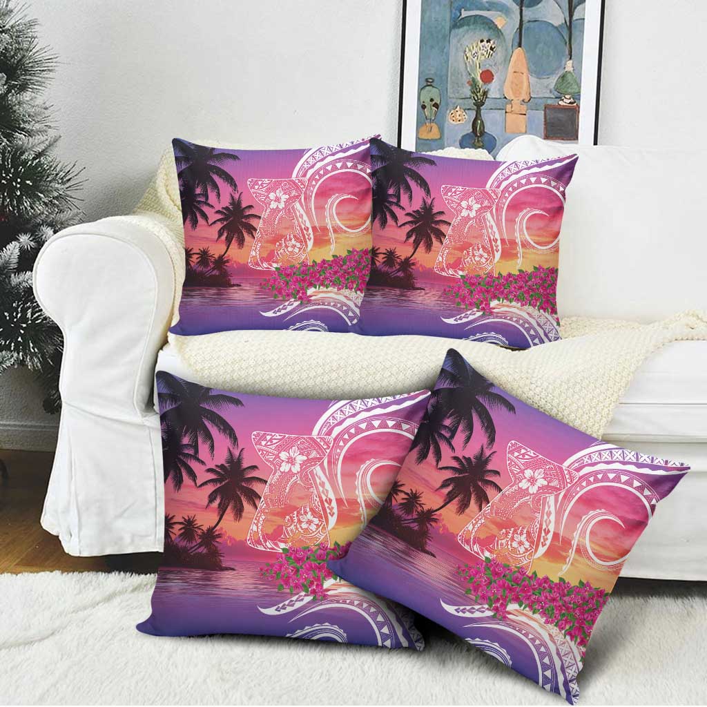 Guam Latte Stone with Map Pillow Cover Bougainvillea Beach Sunset - Polynesian Pride