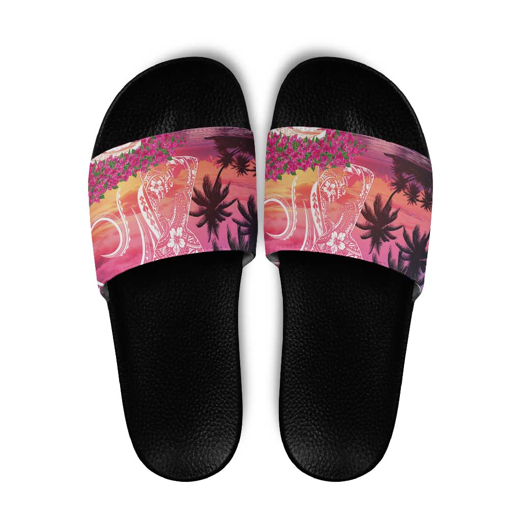 Guam Latte Stone with Map Slide Sandals Bougainvillea Beach Sunset - Polynesian Pride