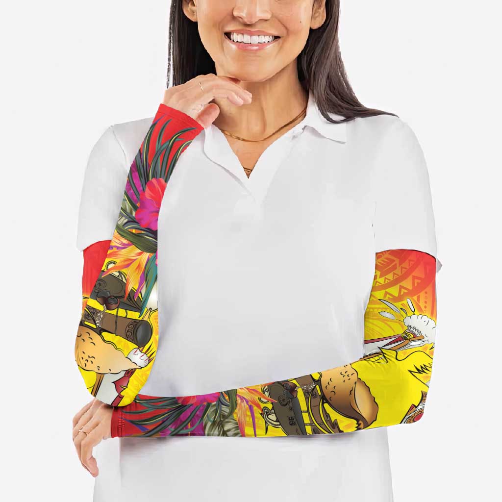 Papua New Guinea Cultural Tropical Flowers Arm Sleeves - Polynesian Pride