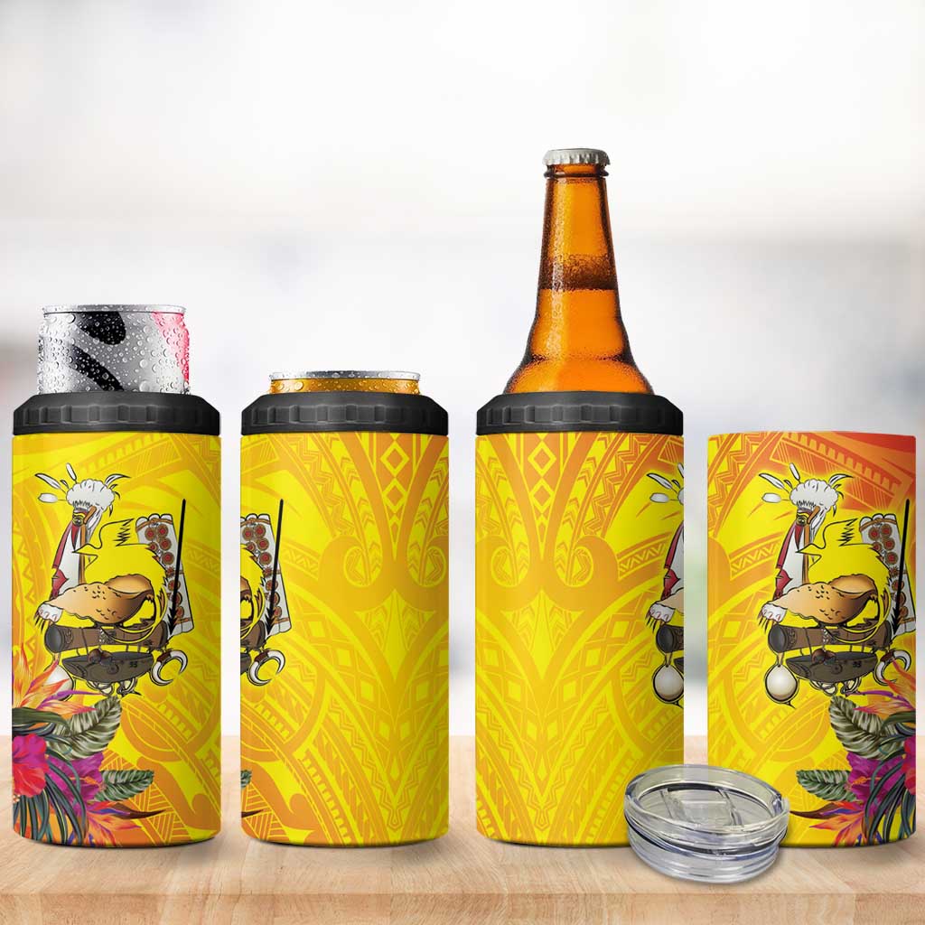 Papua New Guinea Cultural Tropical Flowers 4 in 1 Can Cooler Tumbler