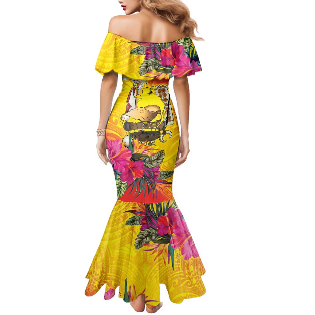 Papua New Guinea Cultural Tropical Flowers Family Matching Mermaid Dress and Hawaiian Shirt LT9 - Polynesian Pride
