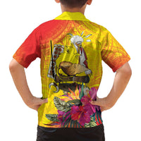Papua New Guinea Cultural Tropical Flowers Family Matching Off The Shoulder Long Sleeve Dress and Hawaiian Shirt LT9 - Polynesian Pride