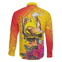 Papua New Guinea Cultural Tropical Flowers Family Matching Off The Shoulder Long Sleeve Dress and Hawaiian Shirt LT9 - Polynesian Pride