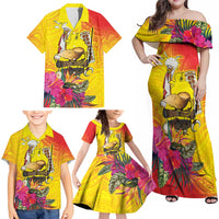 Papua New Guinea Cultural Tropical Flowers Family Matching Off Shoulder Maxi Dress and Hawaiian Shirt LT9 - Polynesian Pride