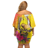 Papua New Guinea Cultural Tropical Flowers Family Matching Off Shoulder Short Dress and Hawaiian Shirt LT9 - Polynesian Pride