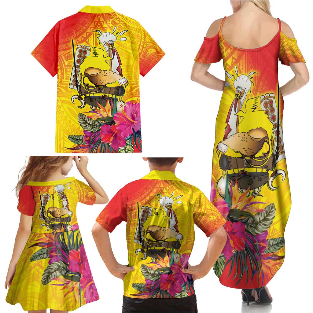 Papua New Guinea Cultural Tropical Flowers Family Matching Summer Maxi Dress and Hawaiian Shirt LT9 - Polynesian Pride