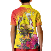 Papua New Guinea Cultural Tropical Flowers Kid Polo Shirt
