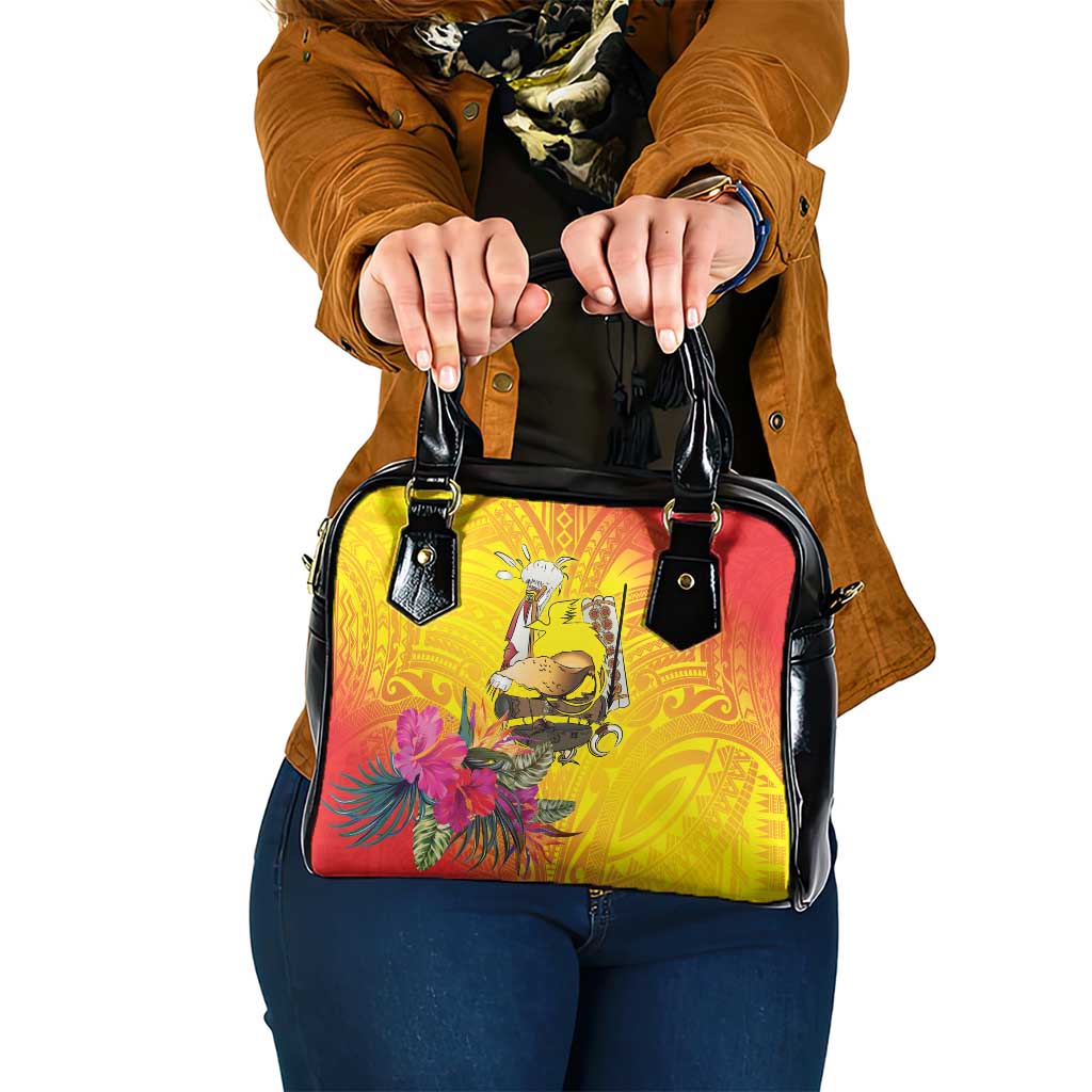 Papua New Guinea Cultural Tropical Flowers Shoulder Handbag