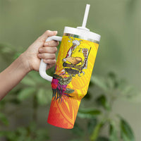 Papua New Guinea Cultural Tropical Flowers Tumbler With Handle