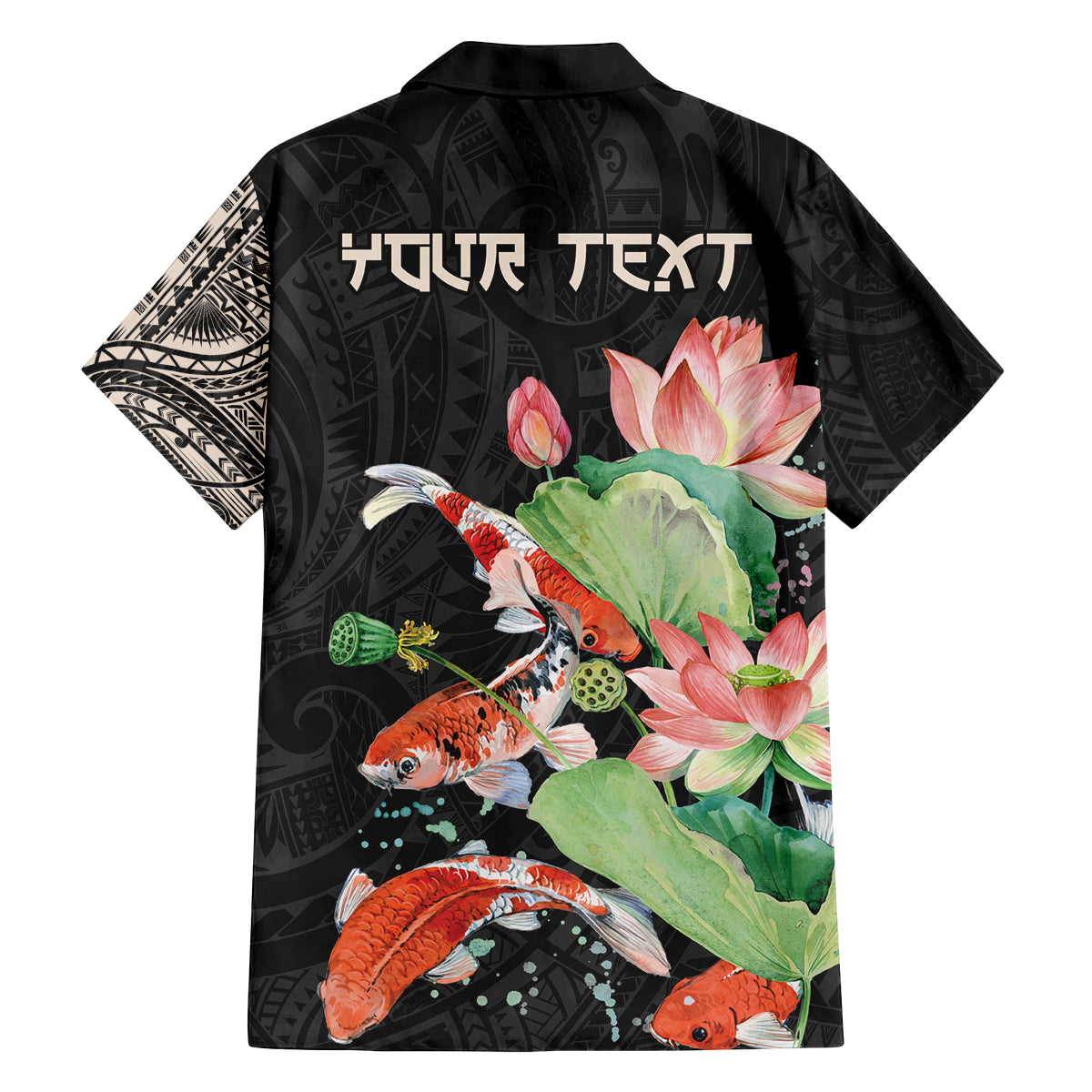 Personalized Japanese Koi Fish Family Matching Summer Maxi Dress and Hawaiian Shirt with Polynesian Pattern