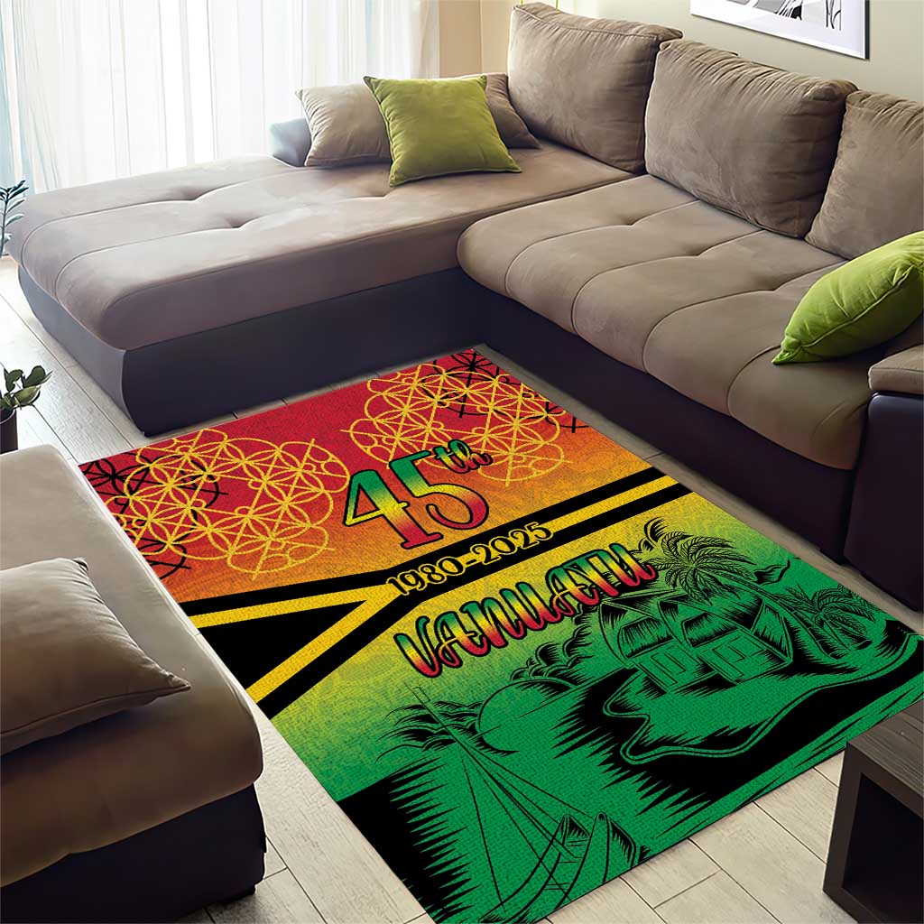 Hapi 45th Indipendens Dei Vanuatu Area Rug Yumi 1980 with Vanuatuan Beach Landscape