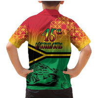 Hapi 45th Indipendens Dei Vanuatu Family Matching Mermaid Dress and Hawaiian Shirt Yumi 1980 with Vanuatuan Beach Landscape LT9 - Polynesian Pride