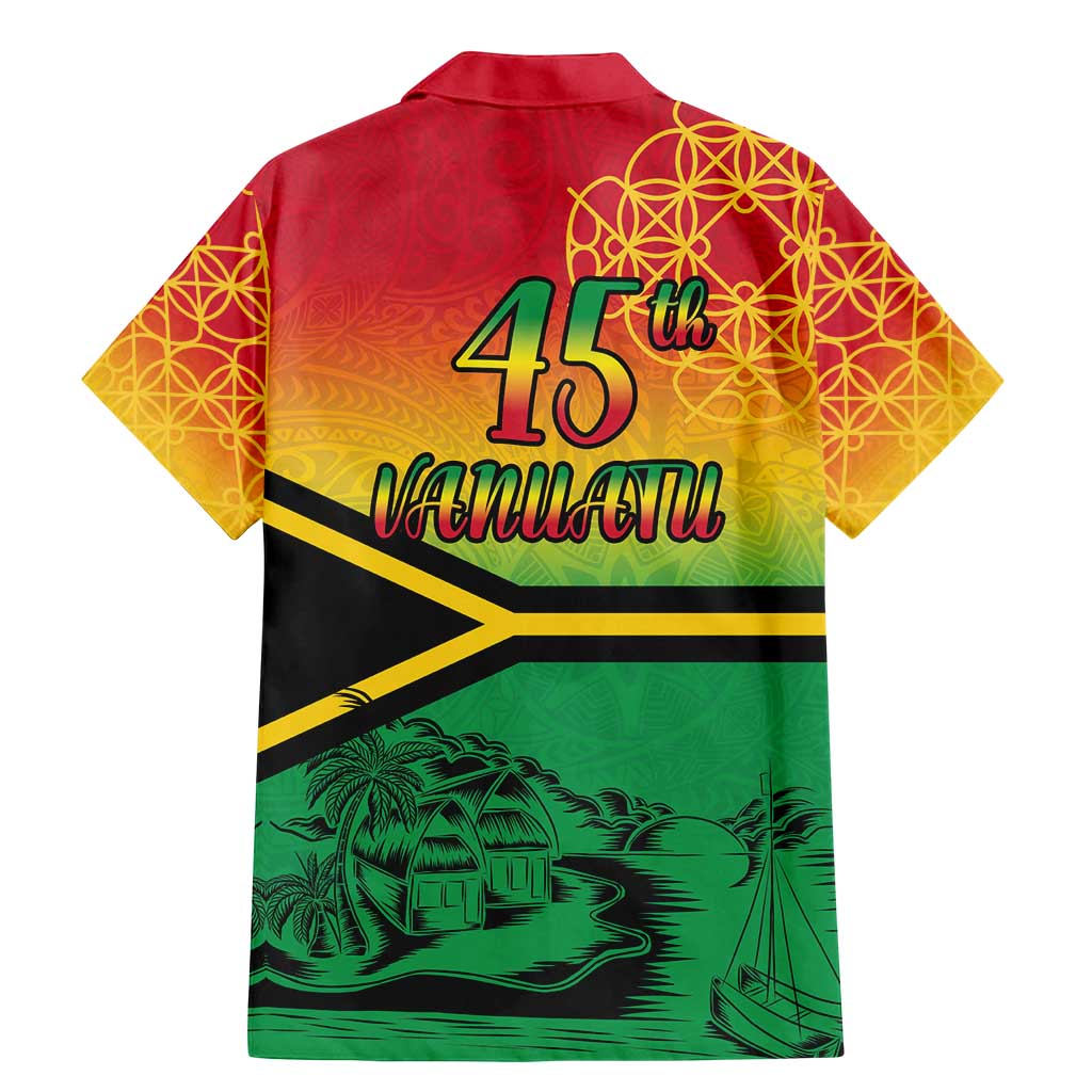 Hapi 45th Indipendens Dei Vanuatu Family Matching Mermaid Dress and Hawaiian Shirt Yumi 1980 with Vanuatuan Beach Landscape LT9 - Polynesian Pride