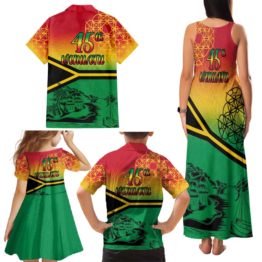 Hapi 45th Indipendens Dei Vanuatu Family Matching Tank Maxi Dress and Hawaiian Shirt Yumi 1980 with Vanuatuan Beach Landscape LT9 - Polynesian Pride