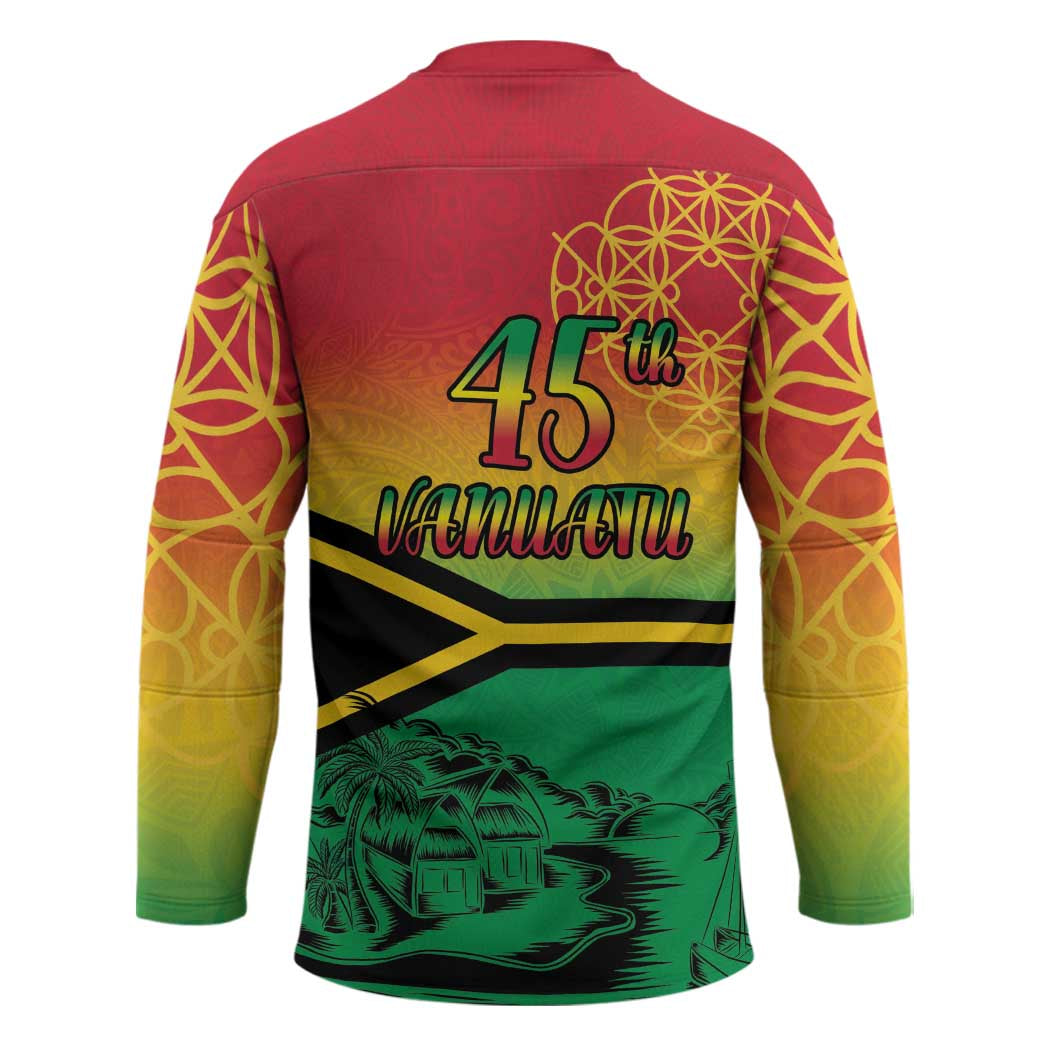 Hapi 45th Indipendens Dei Vanuatu Hockey Jersey Yumi 1980 with Vanuatuan Beach Landscape - Polynesian Pride