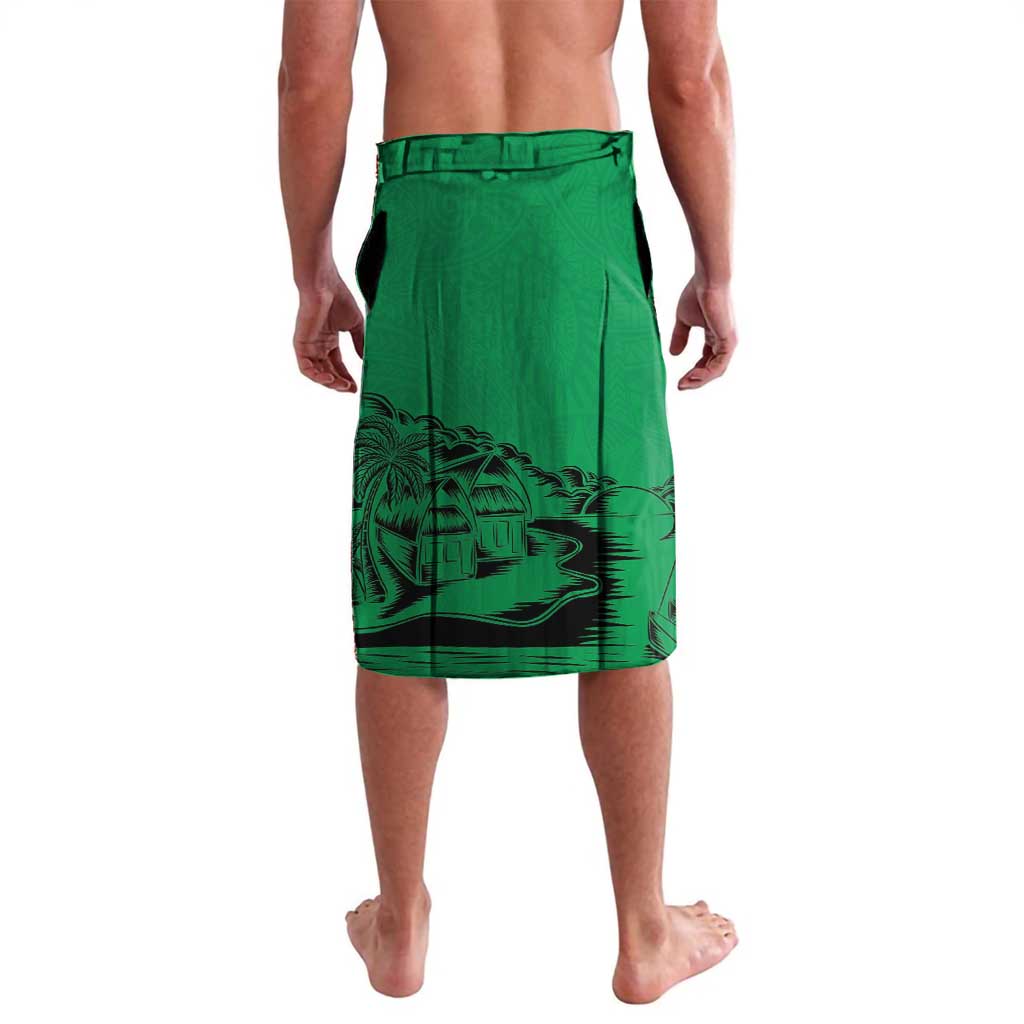 Hapi 45th Indipendens Dei Vanuatu Lavalava Yumi 1980 with Vanuatuan Beach Landscape