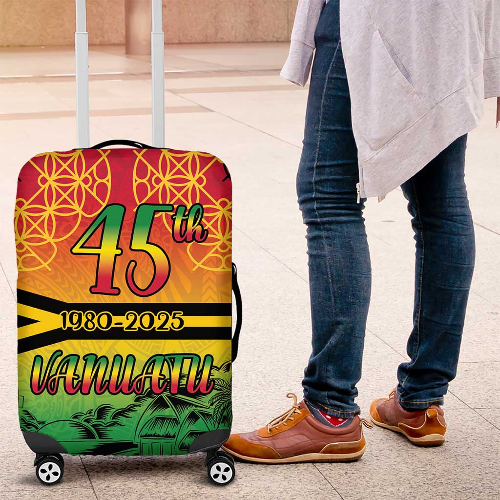 Hapi 45th Indipendens Dei Vanuatu Luggage Cover Yumi 1980 with Vanuatuan Beach Landscape