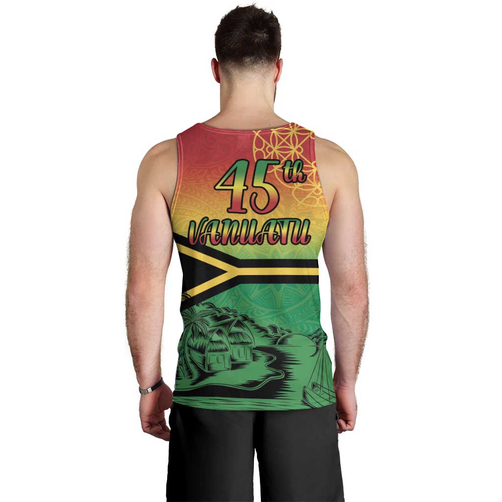 Hapi 45th Indipendens Dei Vanuatu Men Tank Top Yumi 1980 with Vanuatuan Beach Landscape LT9 - Polynesian Pride