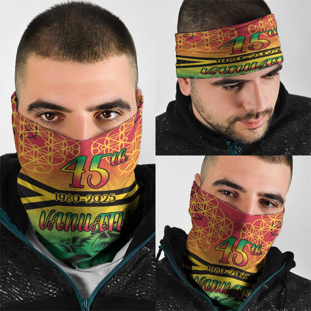 Hapi 45th Indipendens Dei Vanuatu Neck Gaiter Yumi 1980 with Vanuatuan Beach Landscape - Polynesian Pride