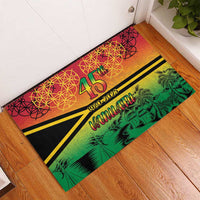 Hapi 45th Indipendens Dei Vanuatu Rubber Doormat Yumi 1980 with Vanuatuan Beach Landscape