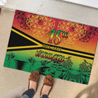Hapi 45th Indipendens Dei Vanuatu Rubber Doormat Yumi 1980 with Vanuatuan Beach Landscape