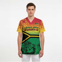 Hapi 45th Indipendens Dei Vanuatu Scrub Top Yumi 1980 with Vanuatuan Beach Landscape - Polynesian Pride
