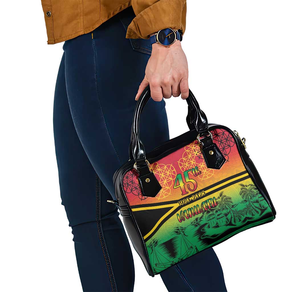Hapi 45th Indipendens Dei Vanuatu Shoulder Handbag Yumi 1980 with Vanuatuan Beach Landscape