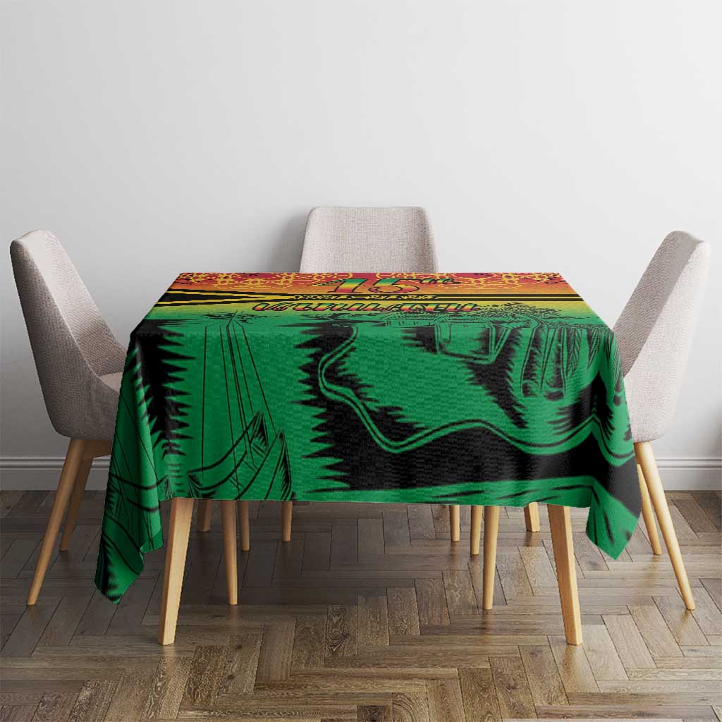 Hapi 45th Indipendens Dei Vanuatu Tablecloth Yumi 1980 with Vanuatuan Beach Landscape