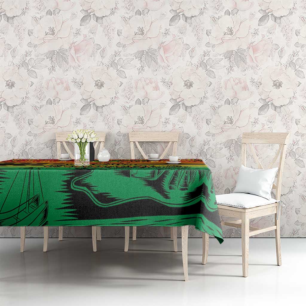 Hapi 45th Indipendens Dei Vanuatu Tablecloth Yumi 1980 with Vanuatuan Beach Landscape